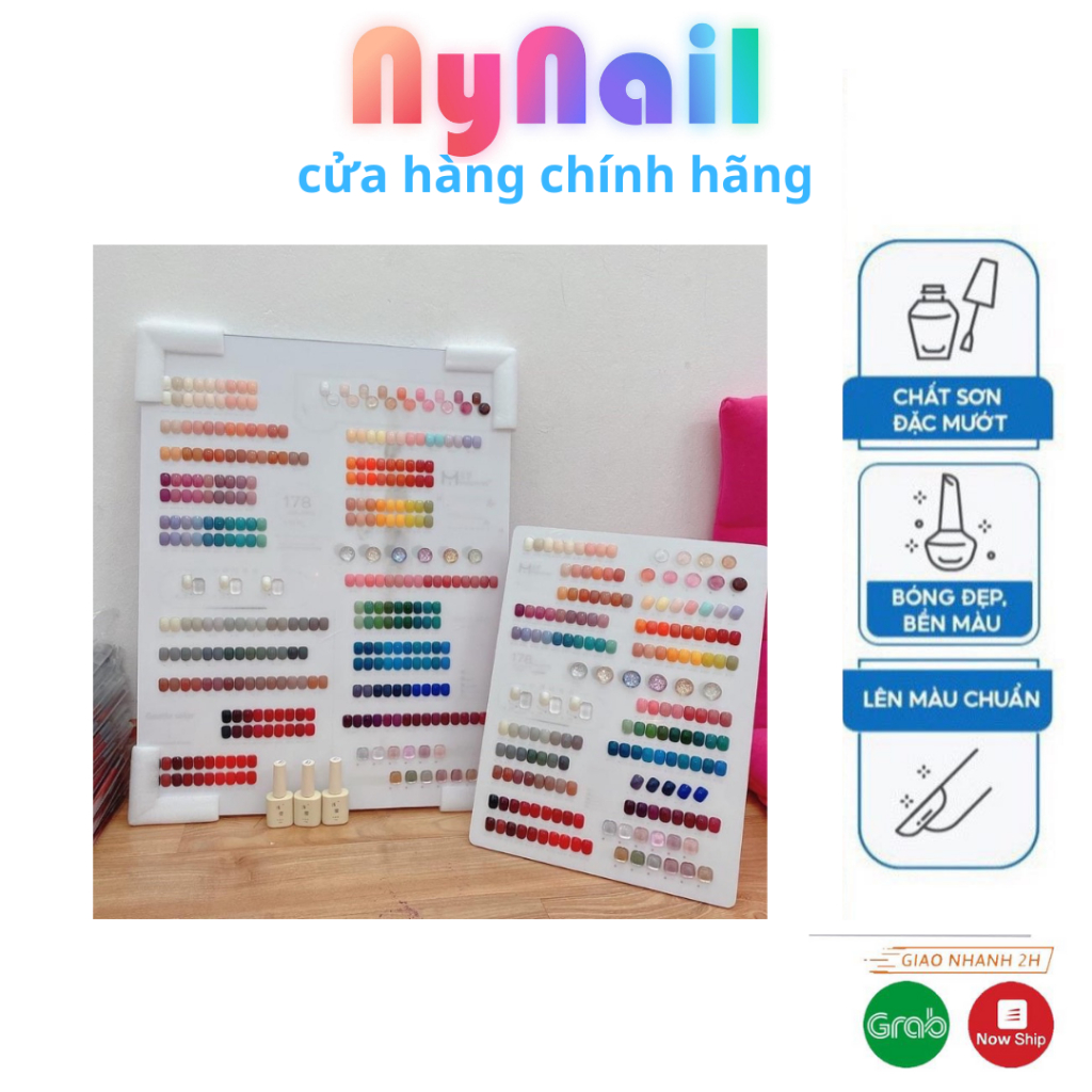 Set sơn 178 màu đủ màu gel thạch nhũ tone Hàn Quốc tặng kèm 2 bảng màu to kèm khung gỗ trưng bày