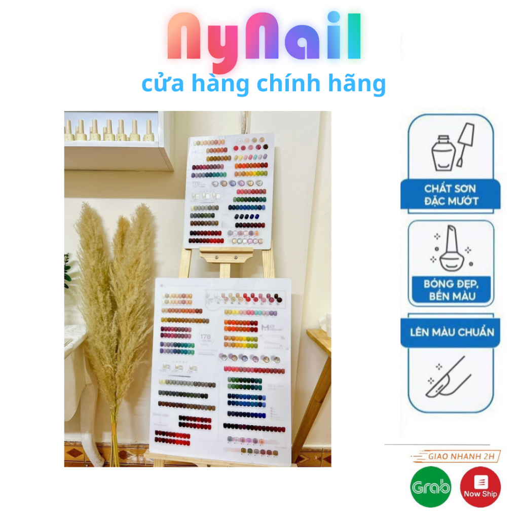 Set sơn 178 màu đủ màu gel thạch nhũ tone Hàn Quốc tặng kèm 2 bảng màu to kèm khung gỗ trưng bày