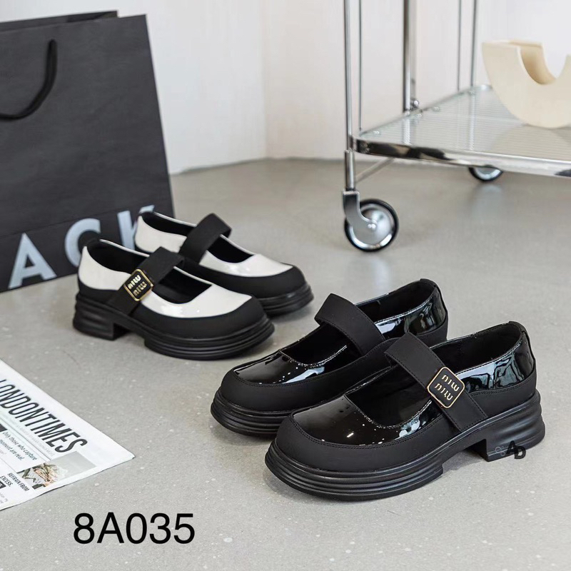 Giày búp bê đế cao su đúc , quai dán tag miumiu. Hàng quảng châu cao cấp
