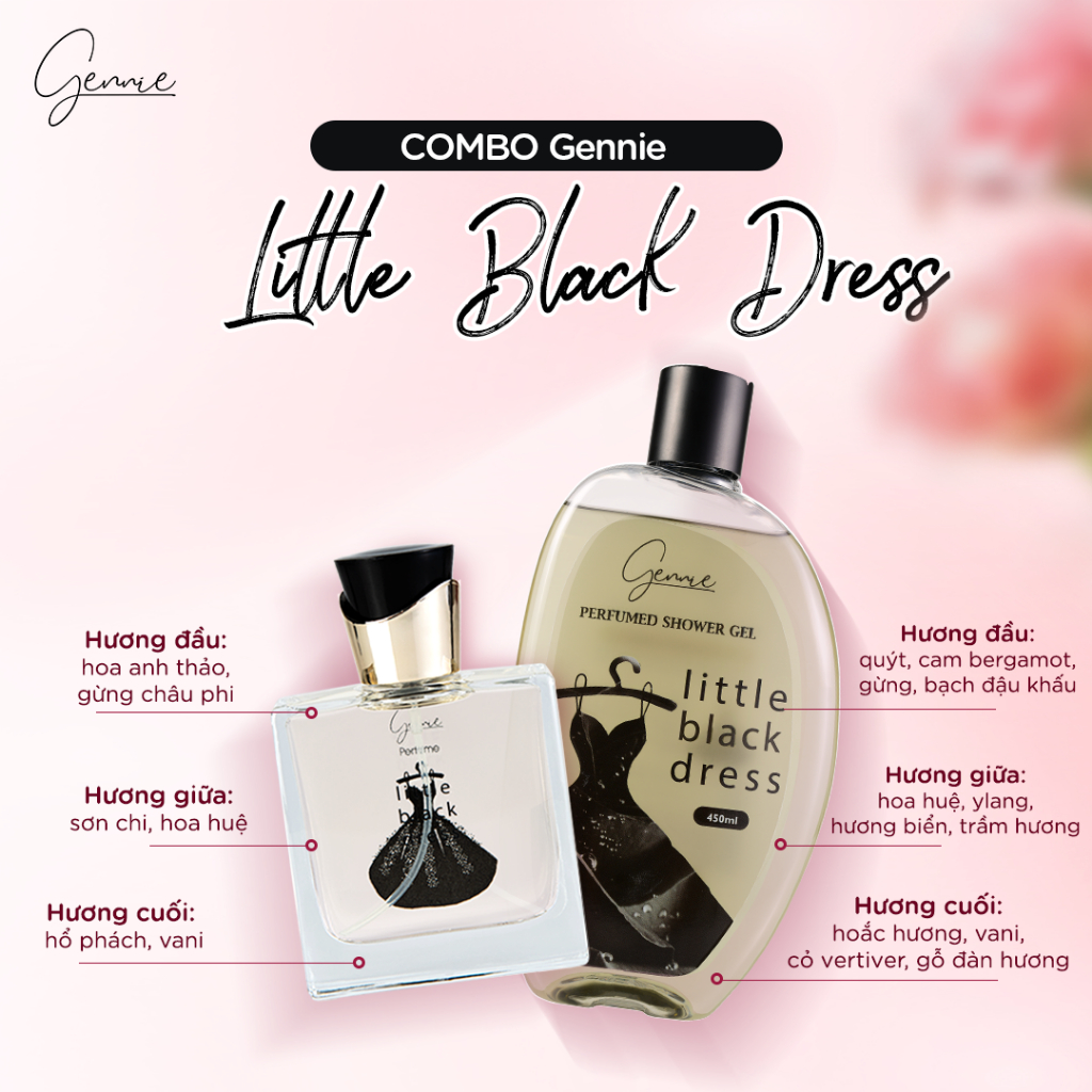 [HỘP QUÀ TẶNG] Bộ đôi Nước hoa và Sữa tắm nước hoa Nữ Gennie Little Dress 50ml + 450ml