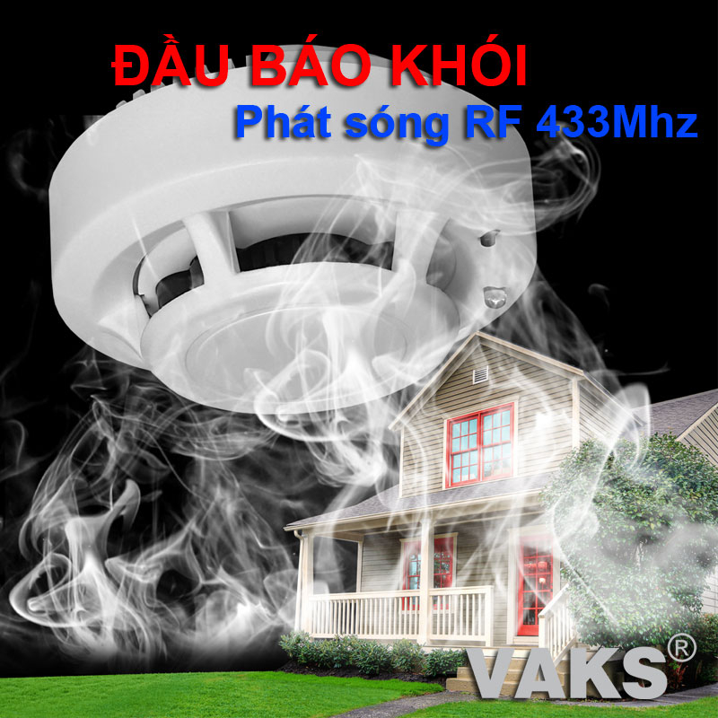 Bộ cảm biến báo động khi có KHÓI, chuông rời không dây - Xuyên tường, xuyên kính - 50m