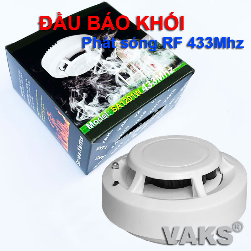 Bộ cảm biến báo động khi có KHÓI, chuông rời không dây - Xuyên tường, xuyên kính - 50m