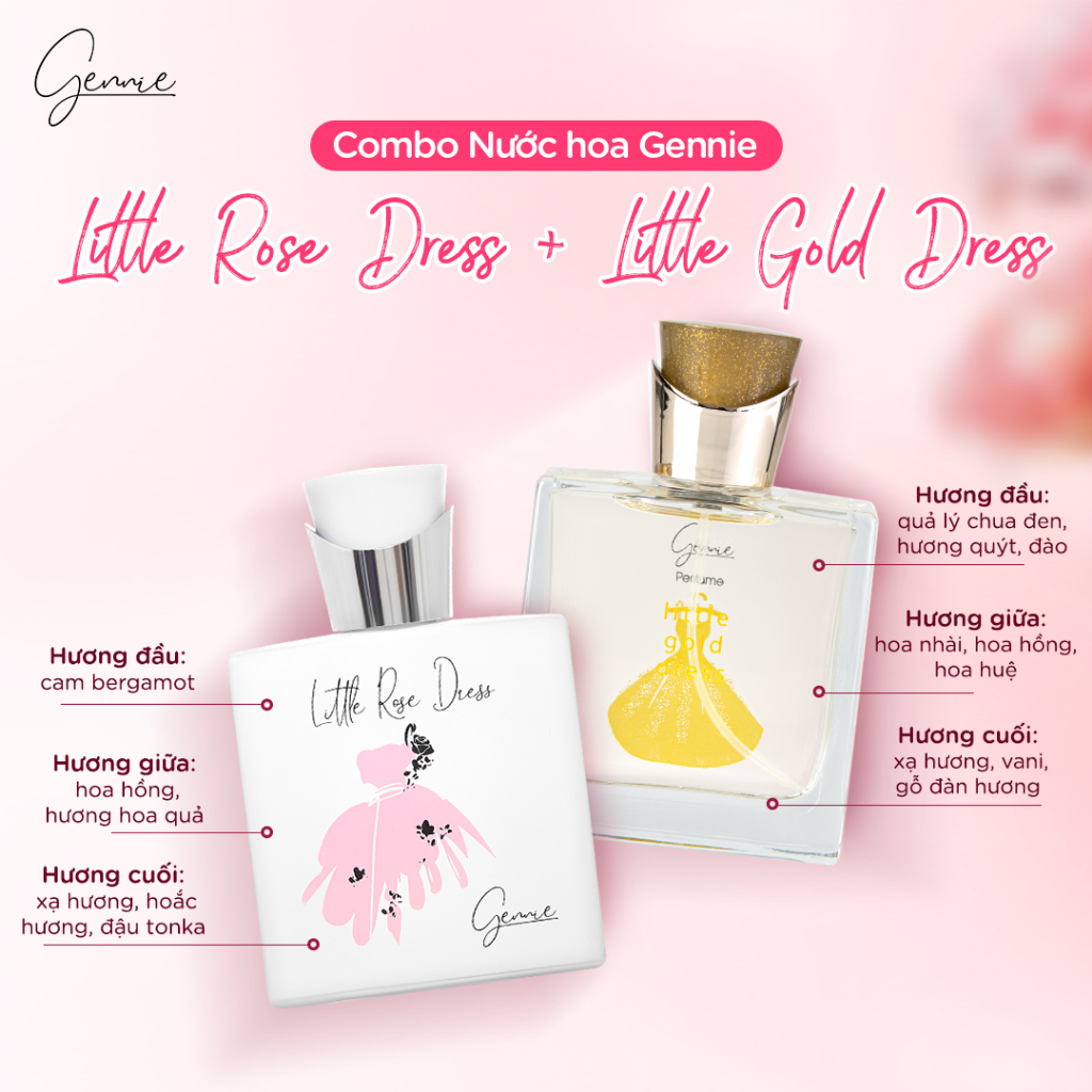 Bộ đôi Nước hoa Nữ Gennie Little Rose + Gold Dress 50ml