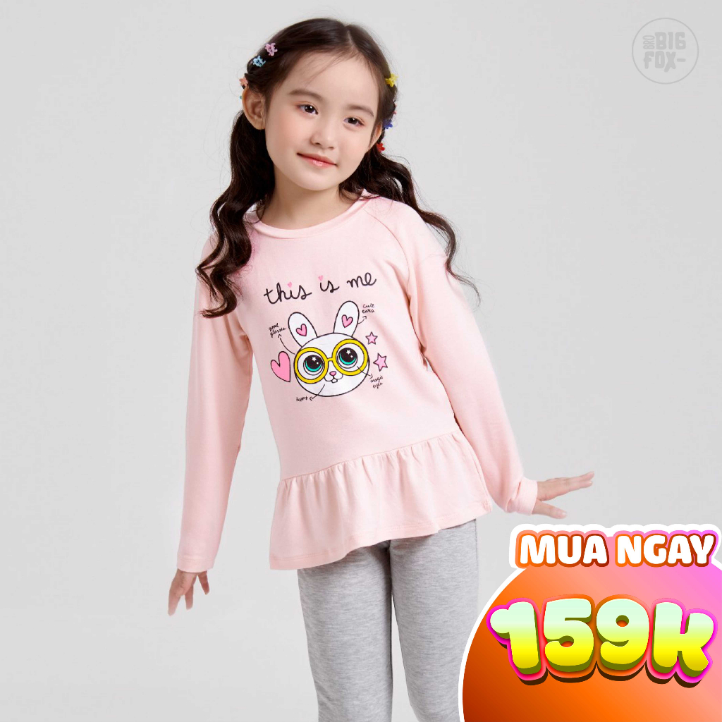 Bộ bé gái BIGFOX - MISS MEOW thu đông size đại, bộ dài tay cho bé phong cách Hàn Quốc hình in thỏ đeo kính 11 - 38 kg