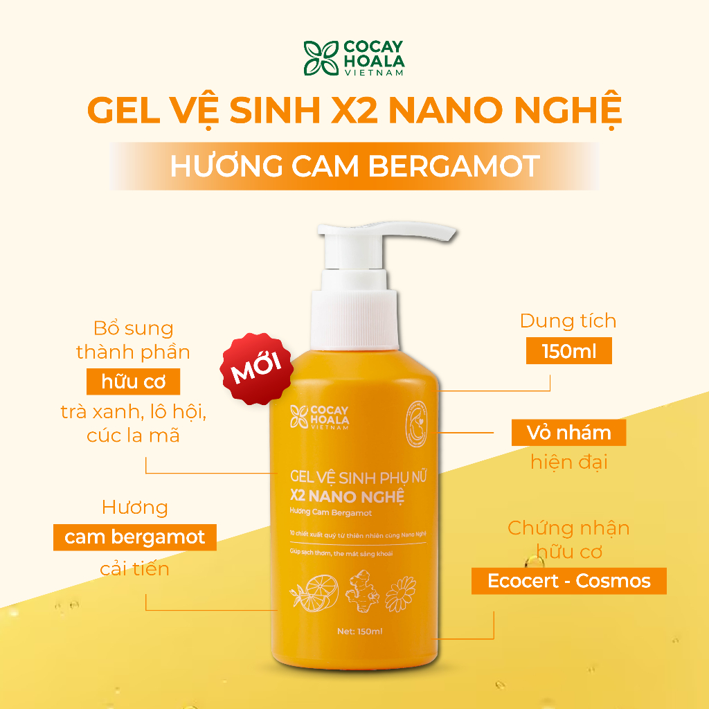 Dung dịch vệ sinh Phụ nữ Gel X2 Nano Nghệ Đào Cỏ Cây Hoa Lá - Đào Chín Hồng Mềm Mại Lưu Hương 24h - 150ml/chai