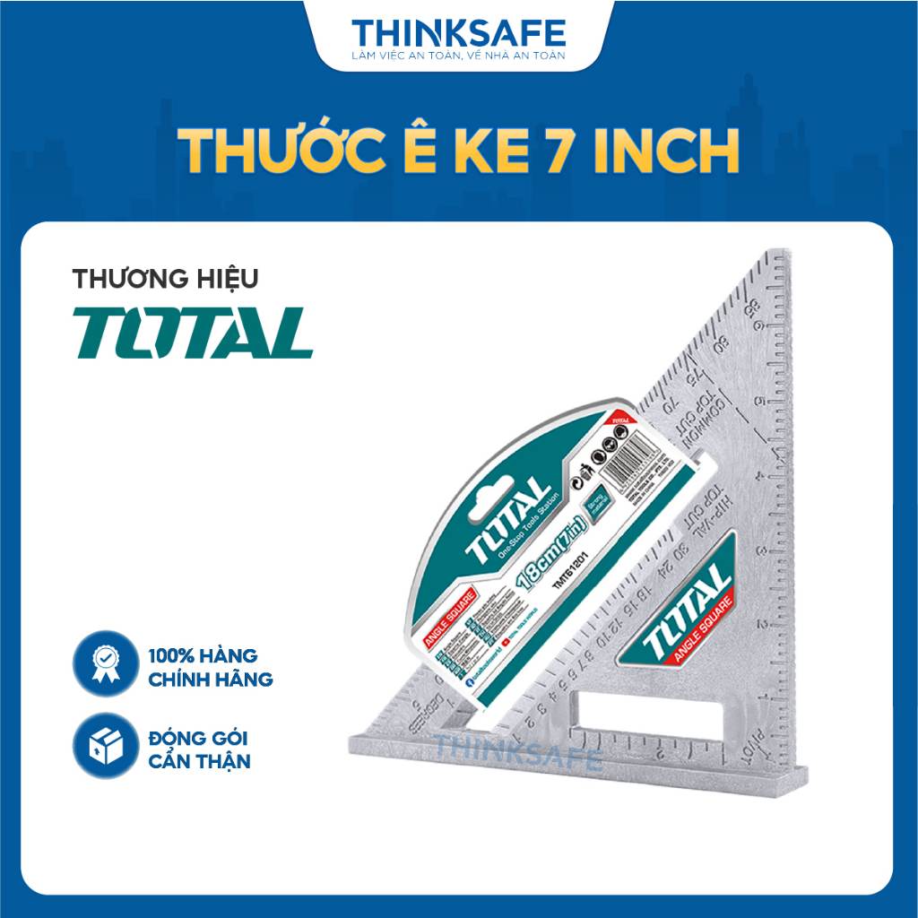 Thước ê ke TOTAL TMT61201 kích thước 7inch chất liệu ABS trọng lượng thước nhẹ chịu tác động cao dễ đọc và đánh dấu