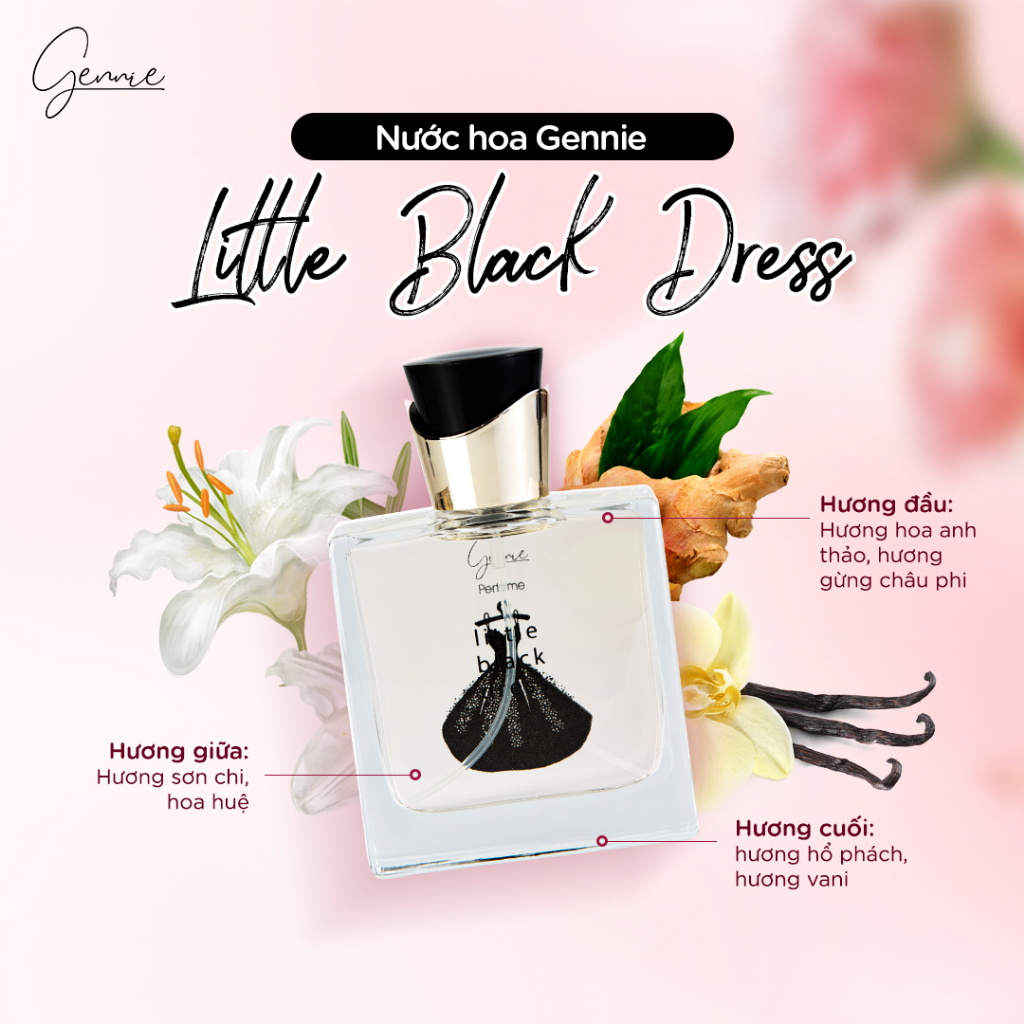 [TẶNG Ủ TÓC FINO] Bộ đôi Nước hoa Nữ Gennie Little Red + Black Dress 50ml