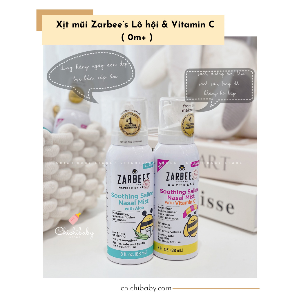Xịt mũi Zarbees Nasal Mist lô hội