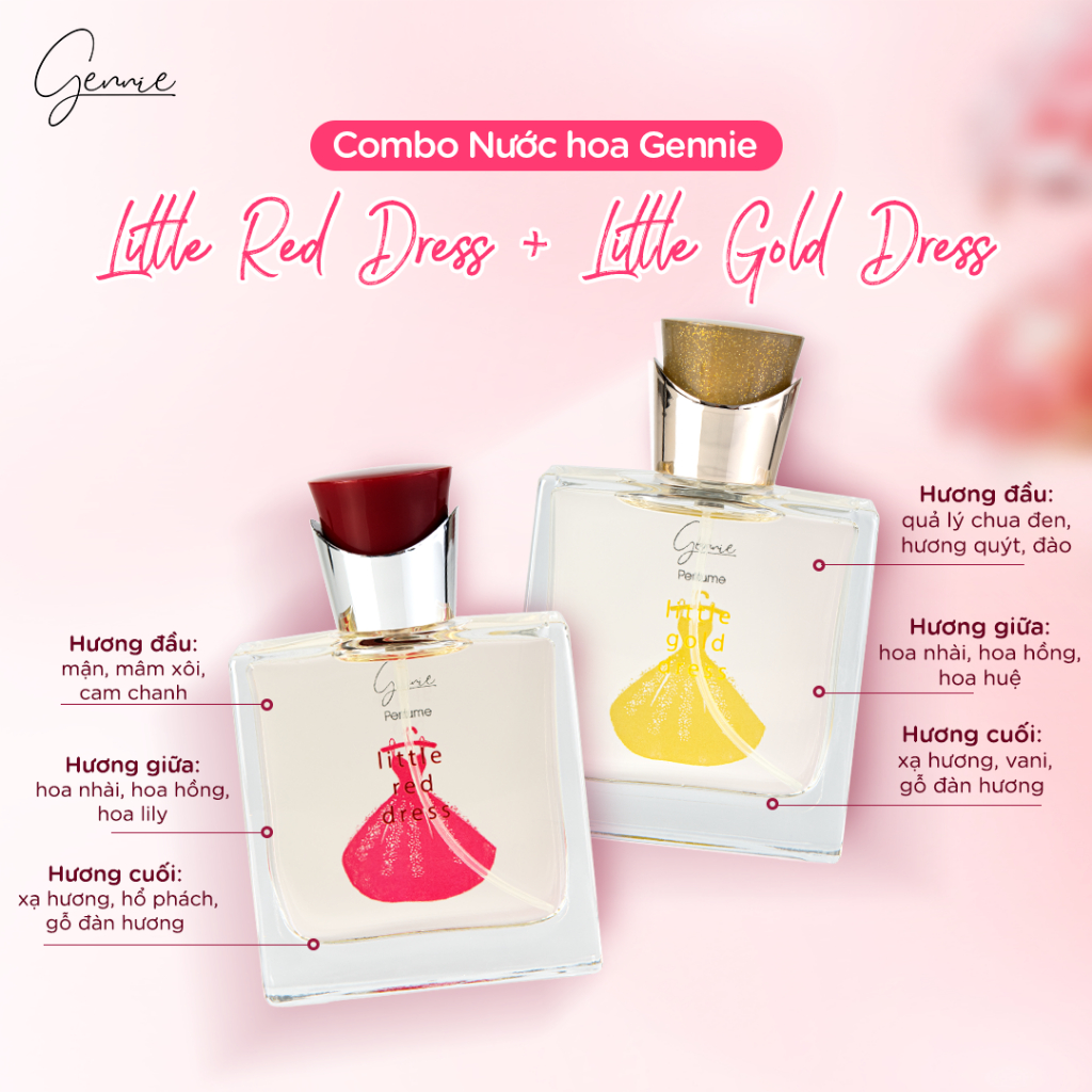 Bộ đôi Nước hoa Nữ Gennie Little Red + Gold Dress 50ml