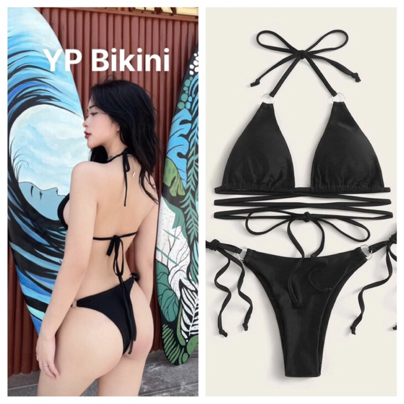 Bikini set 2 mảnh, 3 mảnh tam giác bacssic khoen nhỏ quần lọt khe khoe Mông ( Hình kèm video shop tự chụp ) | BigBuy360 - bigbuy360.vn