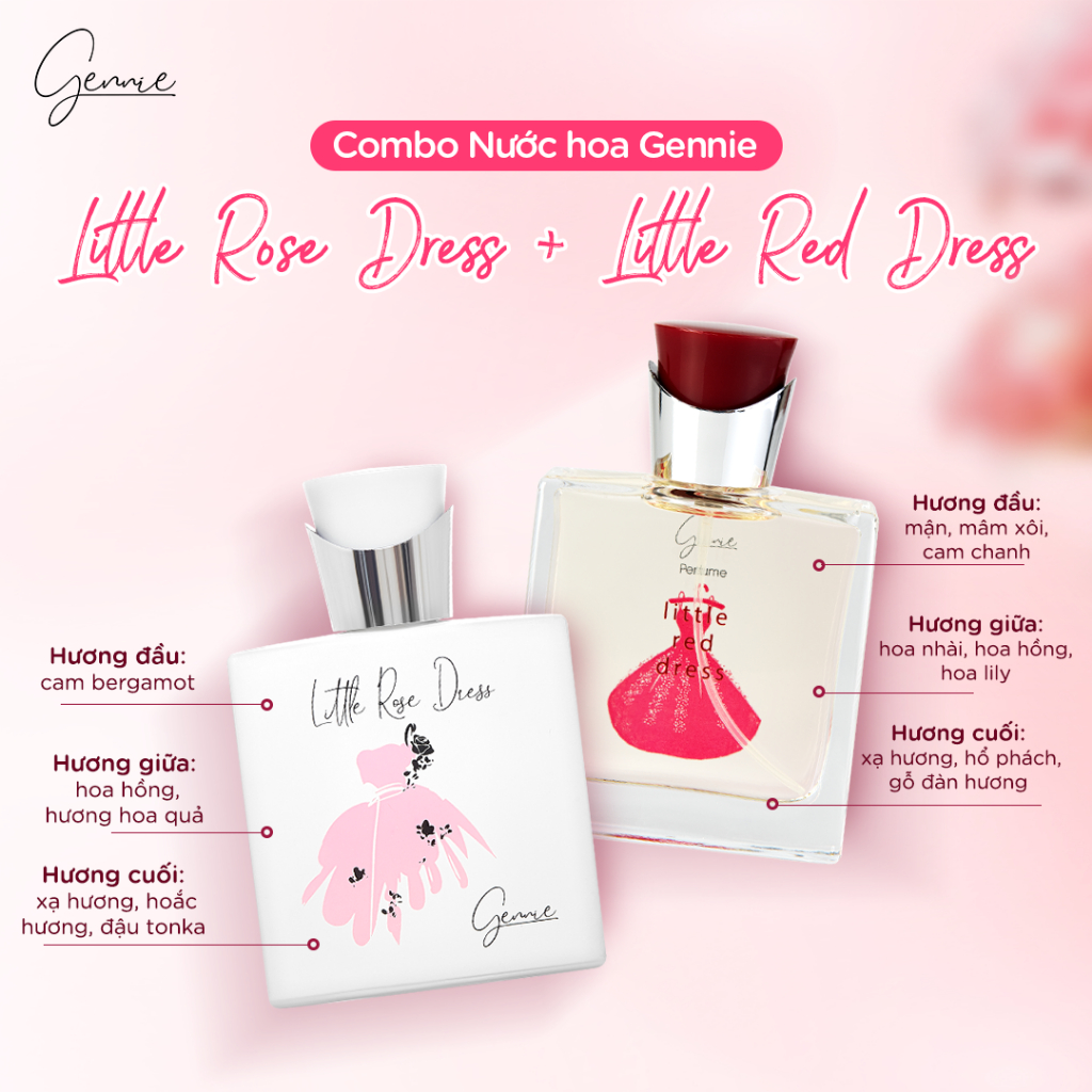 Bộ đôi Nước hoa Nữ Gennie Little Rose + Red Dress 50ml