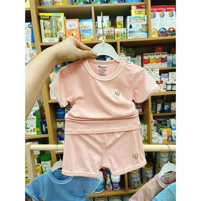 Bộ cộc tay Mommom mẫu trơn cho bé trai, bé gái đủ size