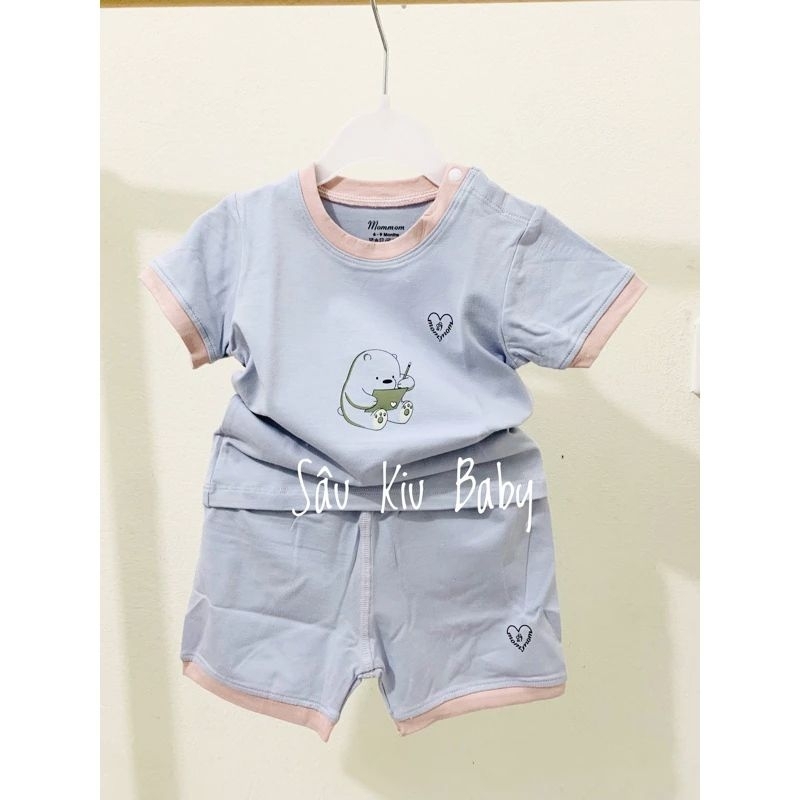 Bộ cộc tay Mommom mẫu trơn cho bé trai, bé gái đủ size