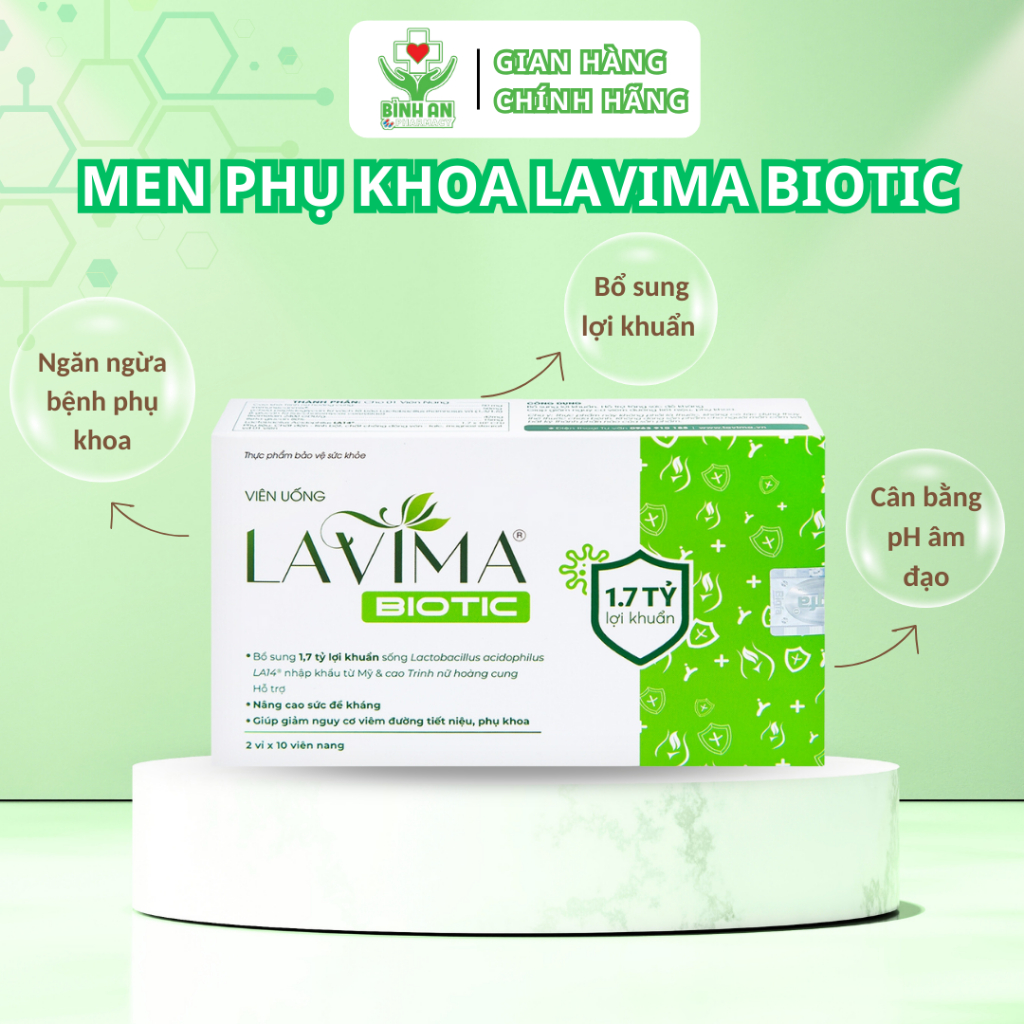Viên uống Lavima Biotic - Giúp bổ sung men vi sinh cho vùng kín - Hộp 20 viên - NT Bình an