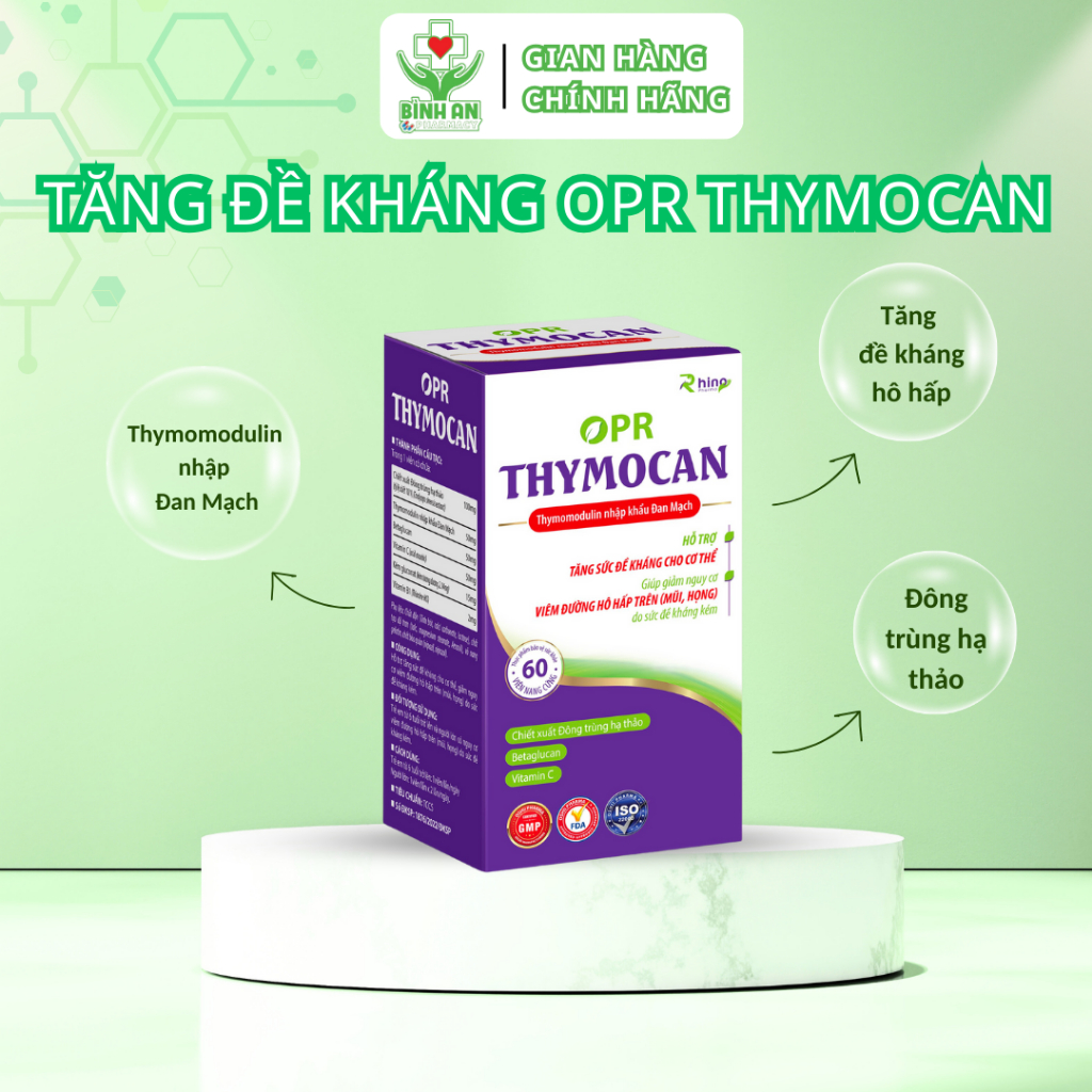 Opr thymocan, Thymomodulin tăng đề kháng, giảm ho, giảm biểu hiện hô hấp trên - Hộp 60 viên