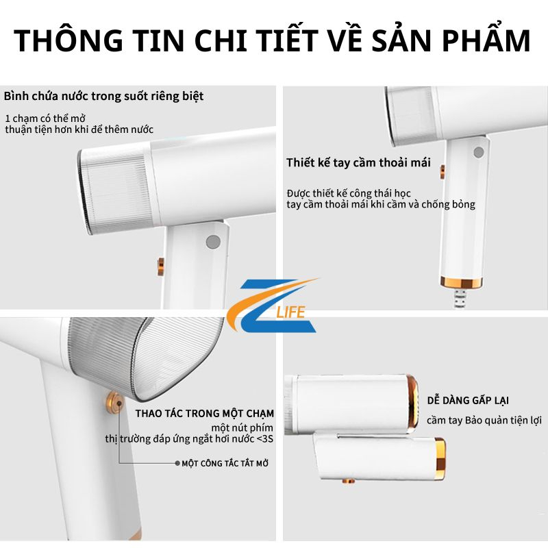 Bàn ủi hơi nước cầm tay mini, bàn là hơi nước cầm tay là quần áo công suất 1000W mẫu mới 2023 Bản nâng cấp