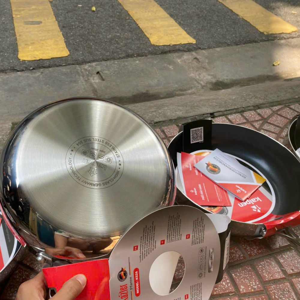 Chảo Inox 3 Lớp Đúc Liền Khối Chống Dính Kalpen Kazler 20cm, Bảo Hành 5 Năm