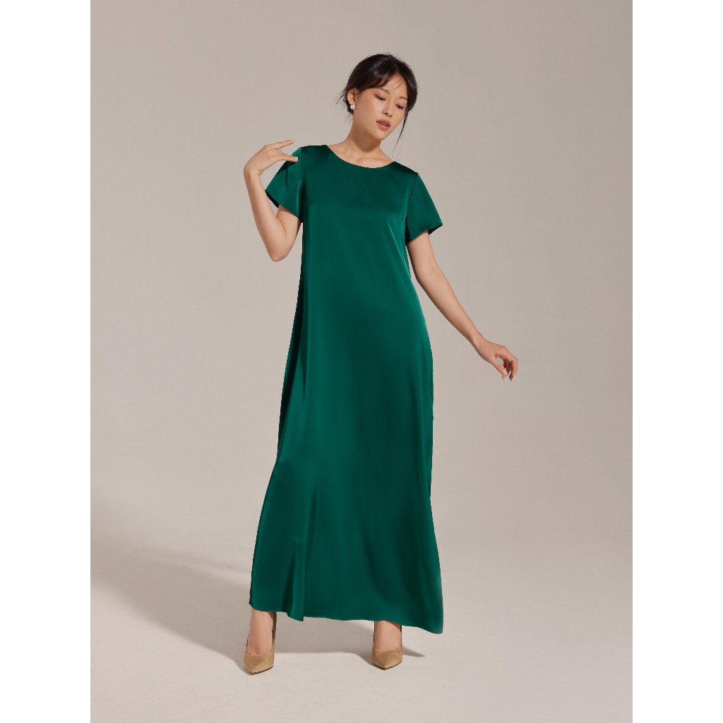 Đầm lụa dài ngắn tay Mauve Classy Silk dress