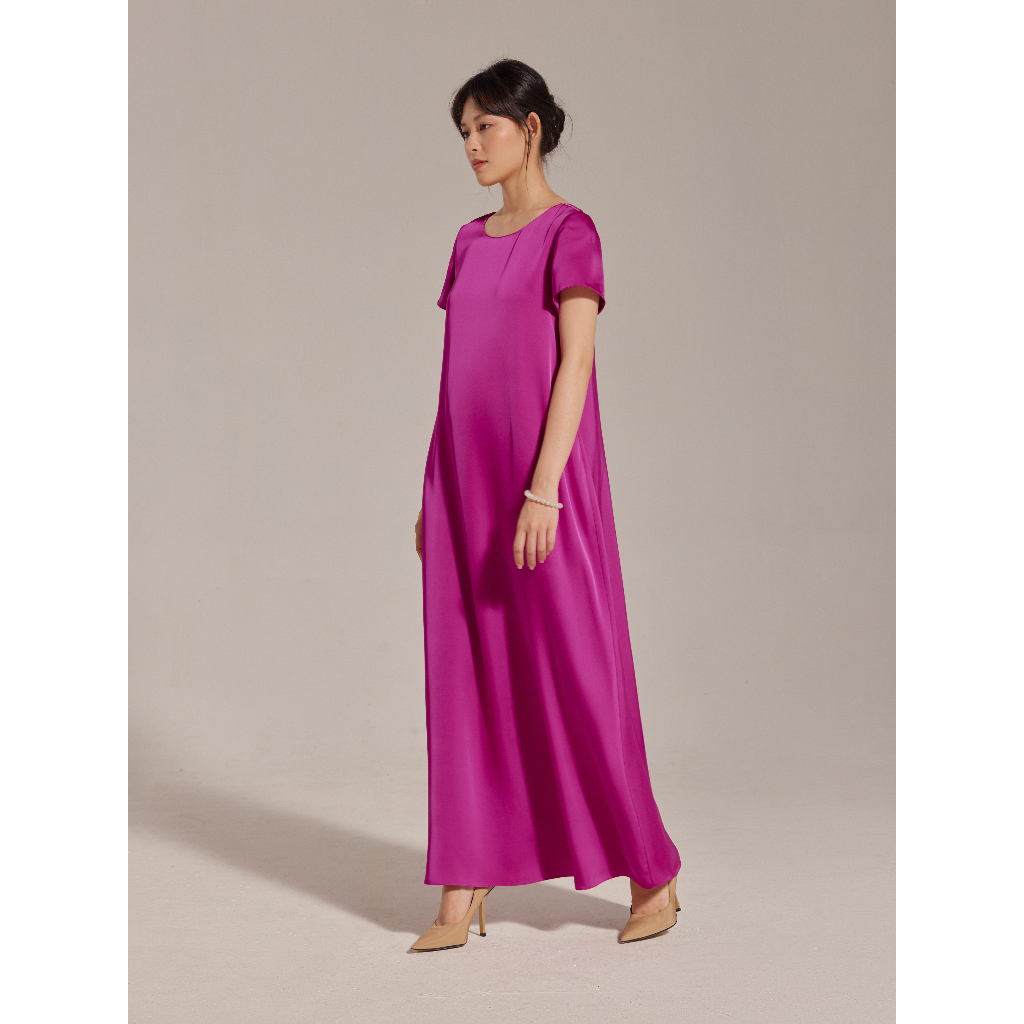 Đầm lụa dài ngắn tay Mauve Classy Silk dress