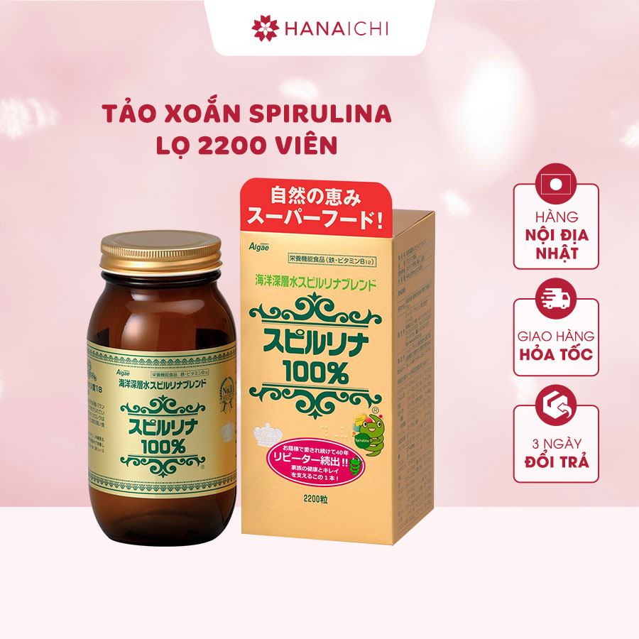 Tảo Xoắn Spirulina Cao Cấp Nội Địa Nhật Chính Hãng Algae - Lọ 2200 viên