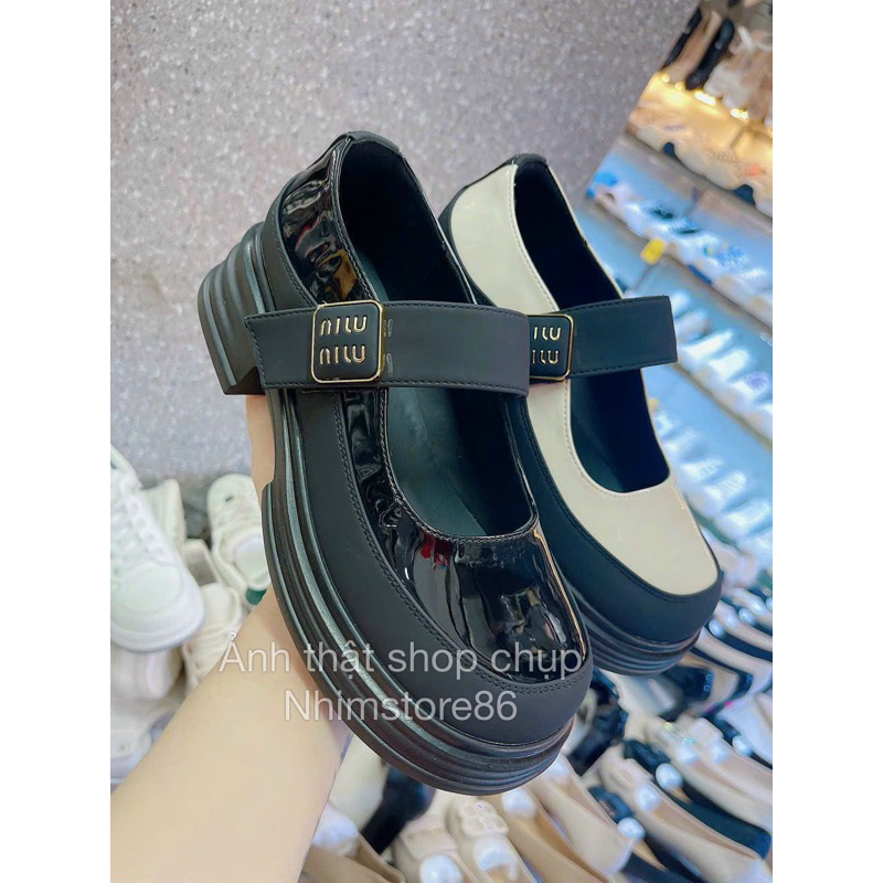 Giày búp bê đế cao su đúc , quai dán tag miumiu. Hàng quảng châu cao cấp