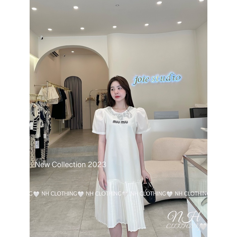 Váy chân dập miu miu nơ đá