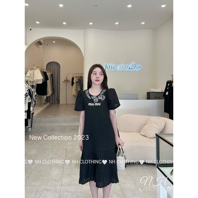 Váy chân dập miu miu nơ đá