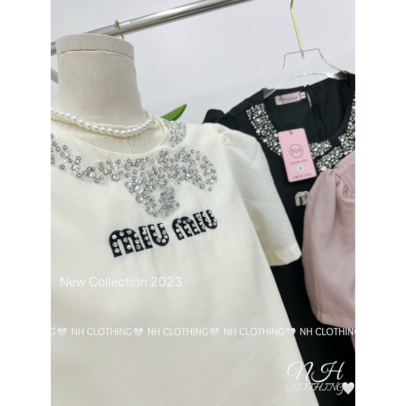 Váy chân dập miu miu nơ đá