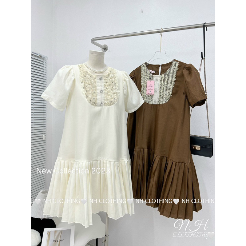 Váy chân dập ren ngực đính đá