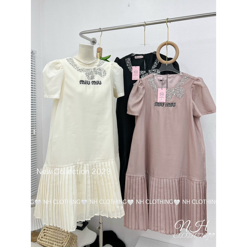 Váy chân dập miu miu nơ đá