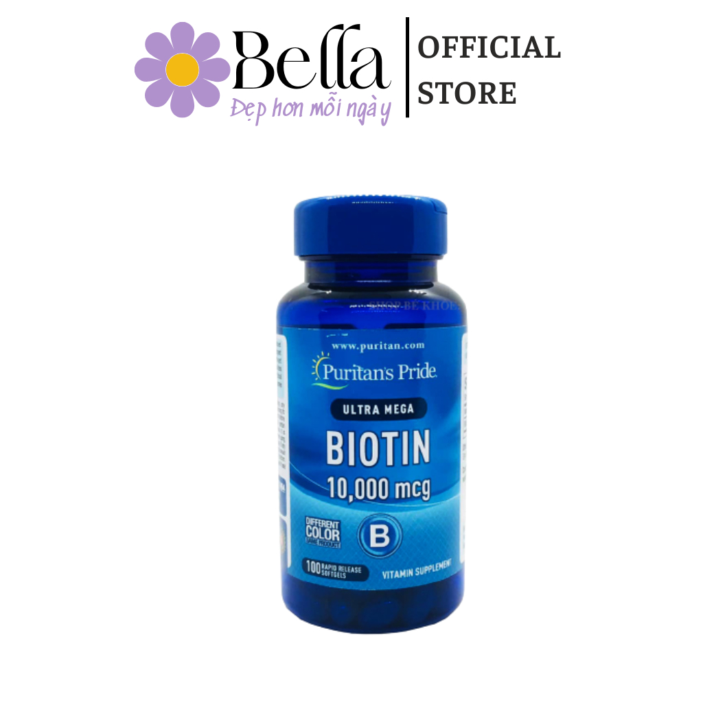 Viên Uống Biotin Hỗ Trợ Ngăn Rụng Tóc Và Làm Đẹp Da Puritan's Pride Ultra Mega Biotin 10000Mcg - Bella