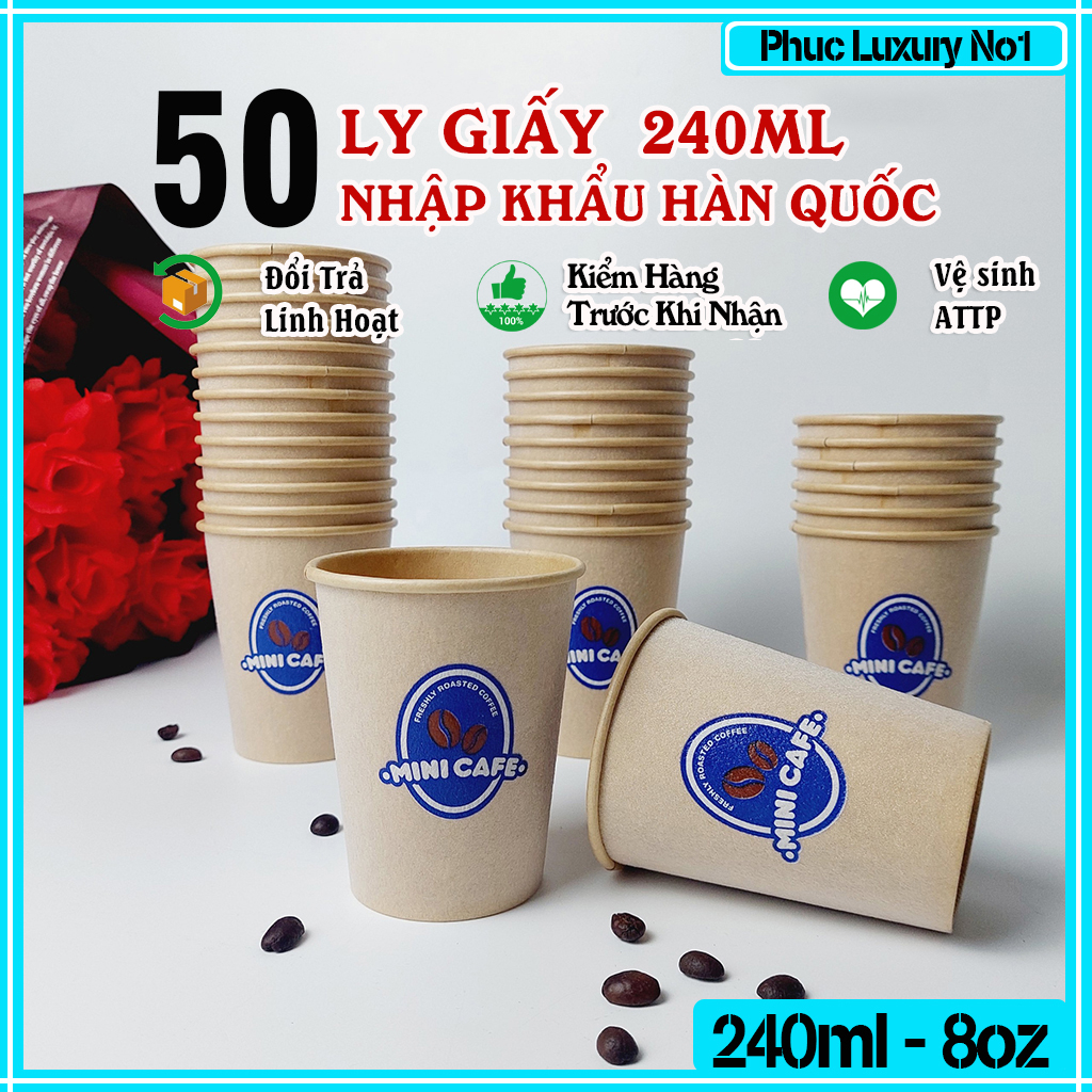 50 chiếc cốc giấy mini cafe 240ml - 8oz
