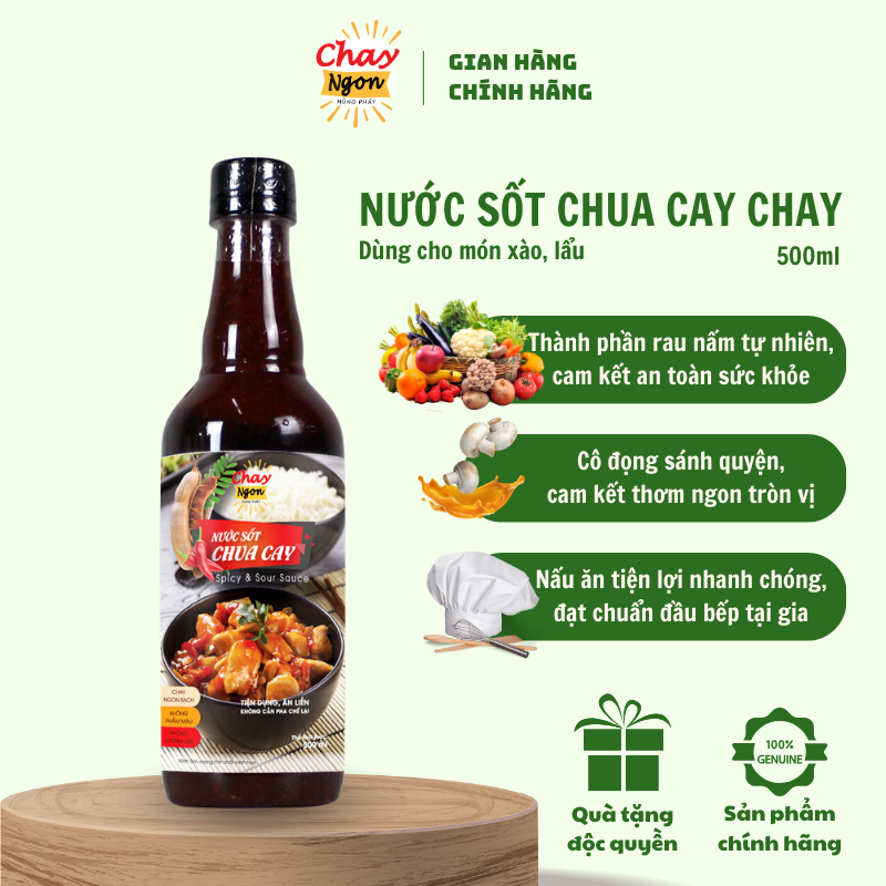 Nước Sốt Chua Cay Chay Ngon Dành Cho Món Lẩu Xào Hấp Dẫn Chai 500ml