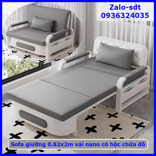 Sofa giường thông minh vải nano có hộc chứa đồ, sofa giường đa năng KT 0.8x2m