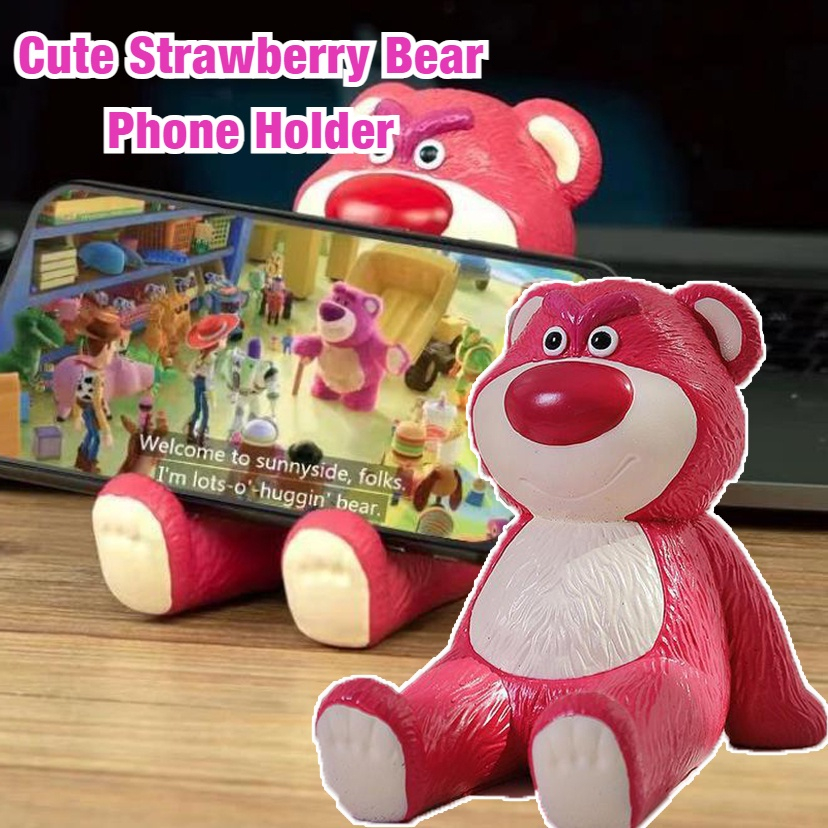 Giá Đỡ Điện Thoại Để Bàn Hình Gấu Và Dâu Tây Dễ Thương