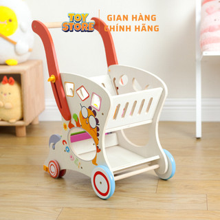 Đồ chơi xe đẩy cho bé toystore FUDAER xe đẩy gỗ họa tiết vịt vàng đáng yêu