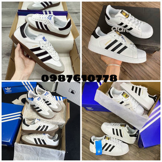 Giày thể thao Adidas Samba classic rum trắng đế nâu  ⚡️𝐅𝐑𝐄𝐄 𝐒𝐇𝐈𝐏⚡️ Giày Thể Thao Adidas superstar Trắng 3 Sọc nam nữ