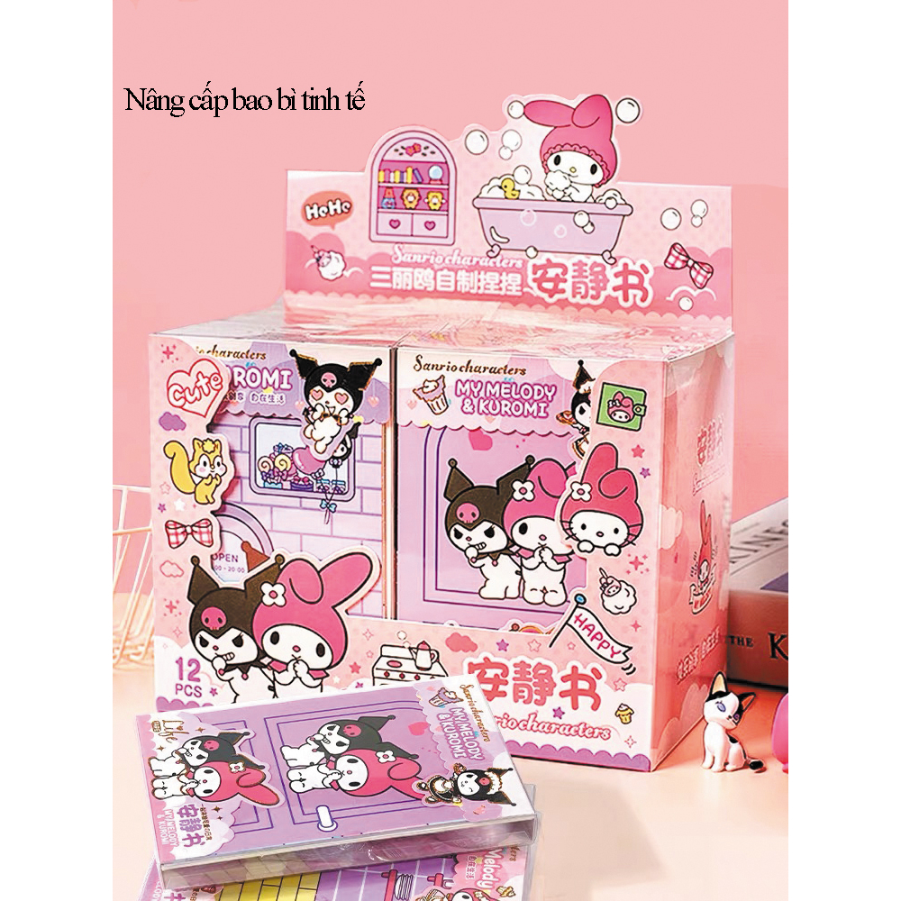 Đồ chơi cuốn sách yên tĩnh Sanrio Kuromi dành cho trẻ em bé trai bé gái, đồ chơi thủ công tự làm bằng tay không cần cắt