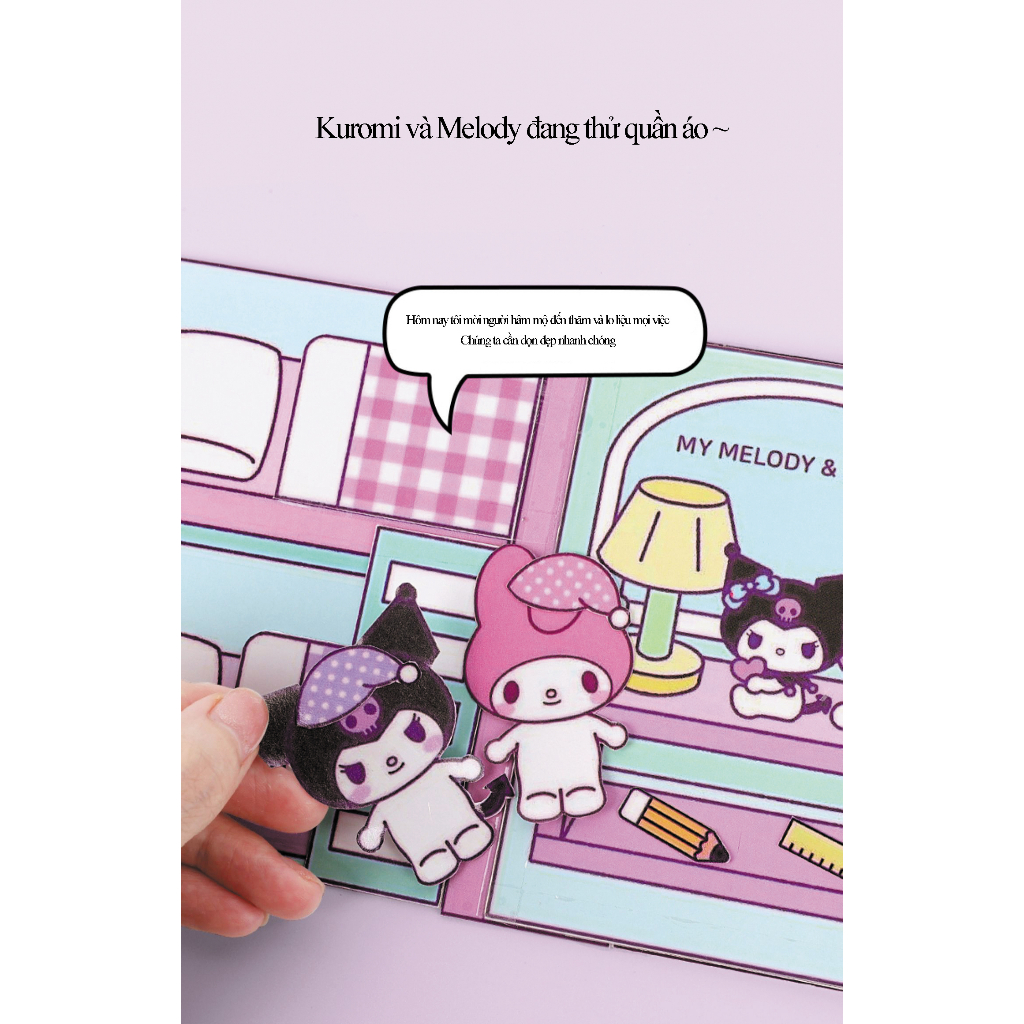 Đồ chơi cuốn sách yên tĩnh Sanrio Kuromi dành cho trẻ em bé trai bé gái, đồ chơi thủ công tự làm bằng tay không cần cắt