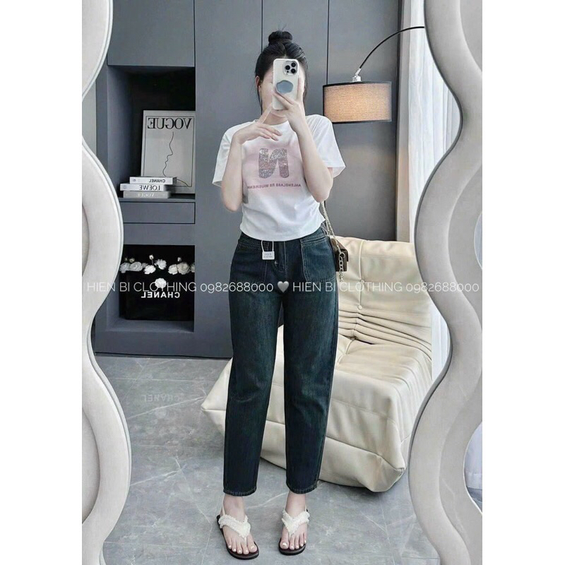 Quần Baggy denim cạp cao siêu hot#9001