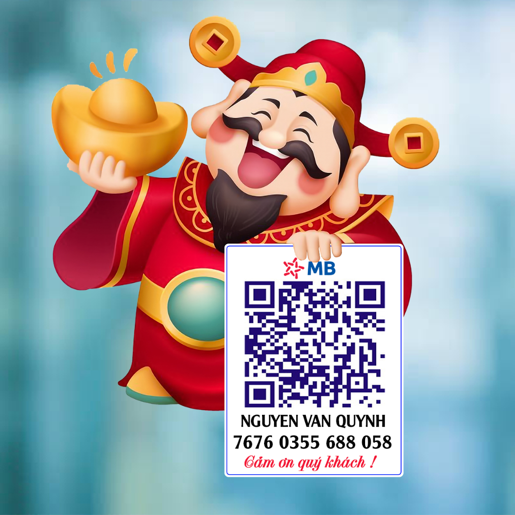 Bảng QR tài khoản ngân hàng để bàn hình ông thần tài,chất liệu Mica,in theo yêu cầu