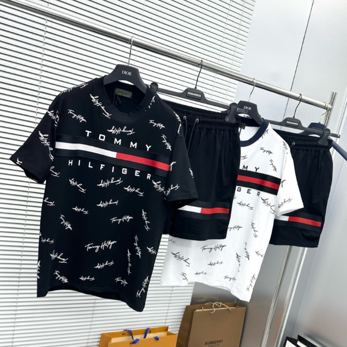 Bộ Thể Thao Nam Mùa Hè Tommy Chất Cotton Dày Dặn Full Box- Set Cộc Tay Nam Siêu Rẻ Chất Co Giãn