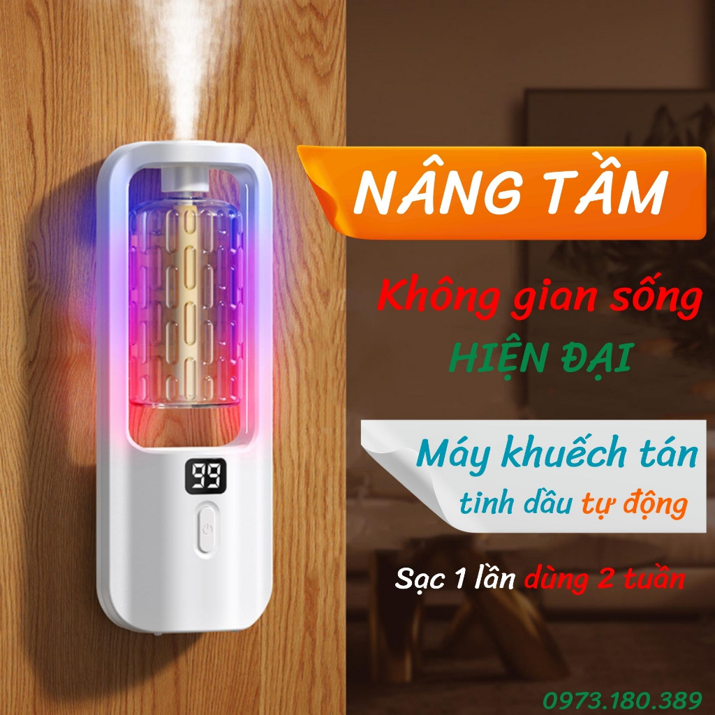 Máy xông tinh dầu tự động hương thơm dịu nhẹ 3 và 5 chế độ Máy khuếch tán hương thơm tự động phun nước hoa hẹn giờ_ BC01