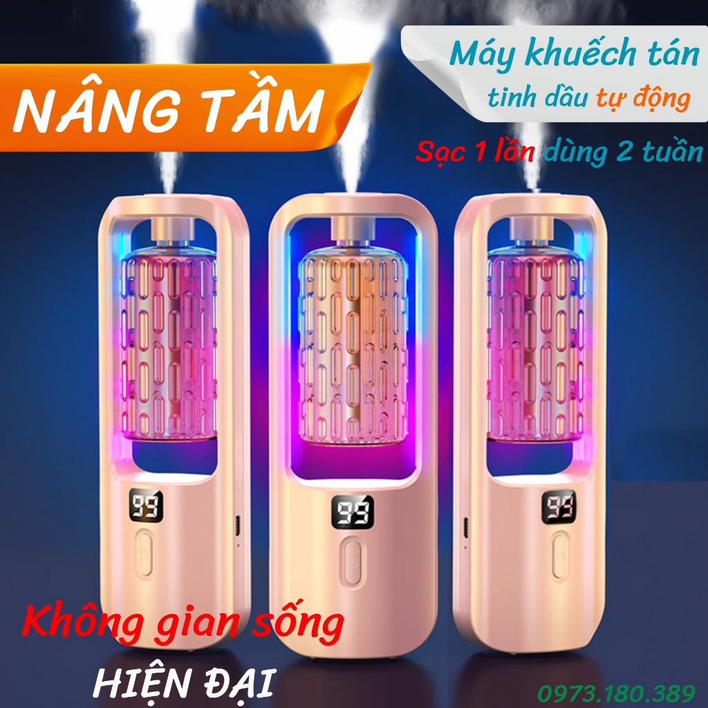 Máy xông tinh dầu tự động hương thơm dịu nhẹ 3 và 5 chế độ Máy khuếch tán hương thơm tự động phun nước hoa hẹn giờ_ BC01