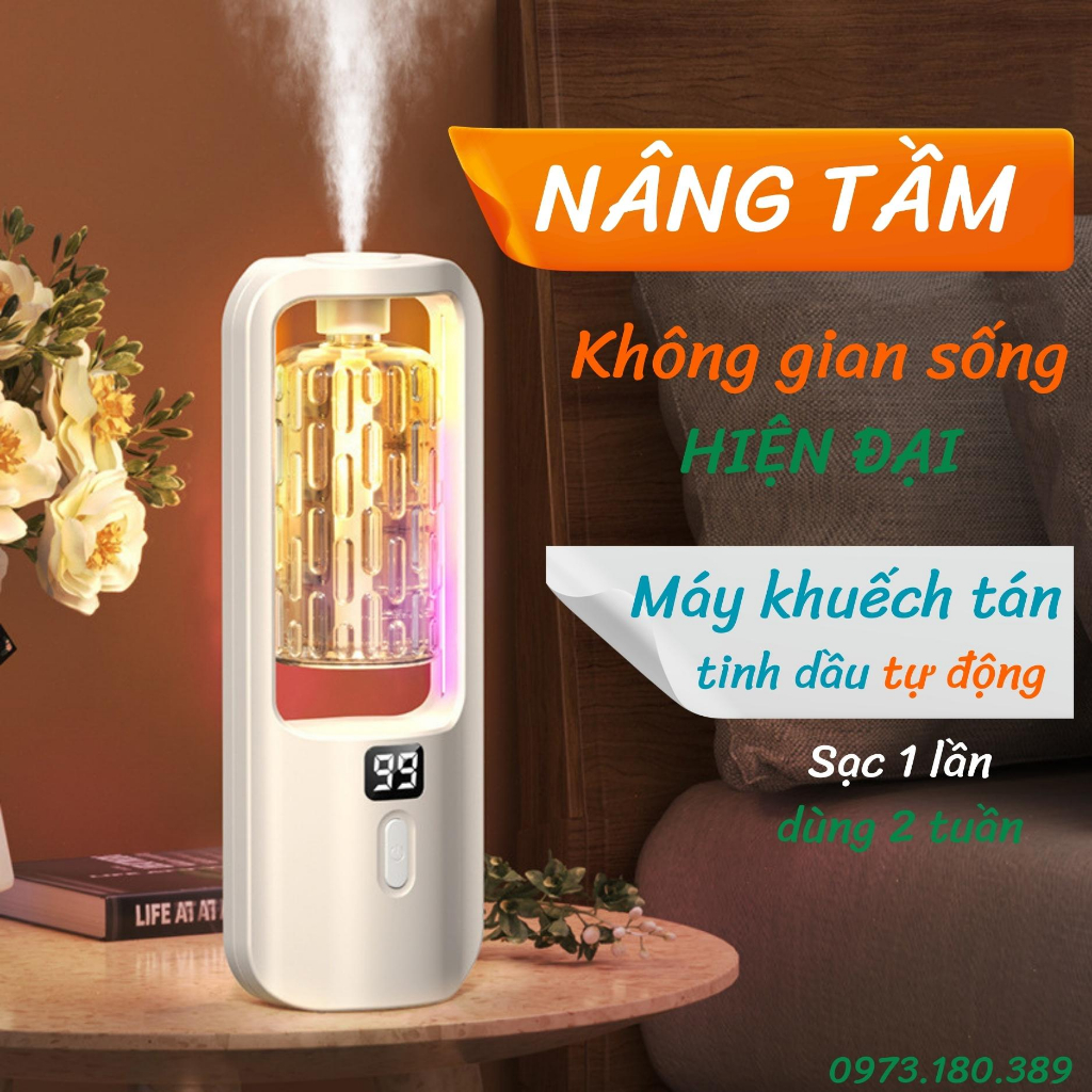 Máy xông tinh dầu tự động hương thơm dịu nhẹ 3 và 5 chế độ Máy khuếch tán hương thơm tự động phun nước hoa hẹn giờ_ BC01