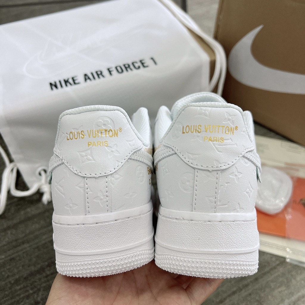 Giày Nike_ AF1 LV Xám, Giày Air Force 1 Louis Vuitton Xám Bản Cao Cấp Hót Trend 2023 Giày thể thao Af1 LV Bạc