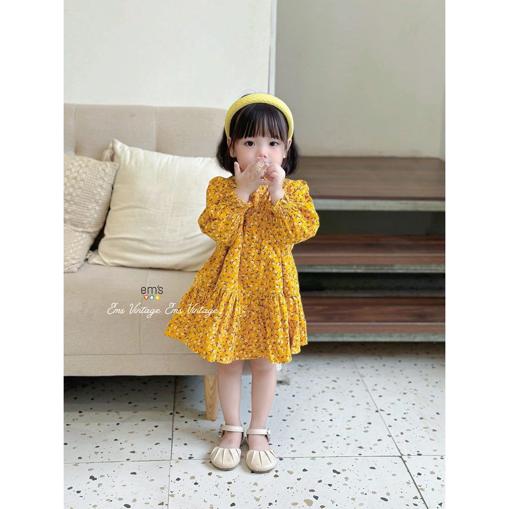 Váy bé gái cúc họa mi ems