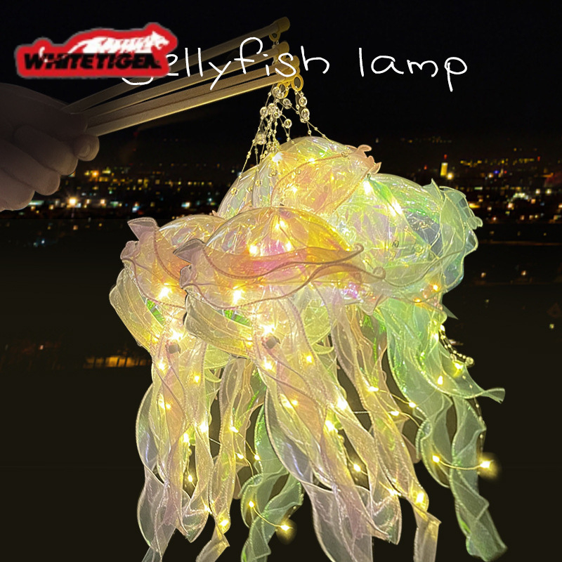 Đèn lồng trung thu cầm tay trong suốt phát sáng nhấp nháy, đèn lồng hình sứa biển, công chúa, hình động vật ngộ nghĩnh