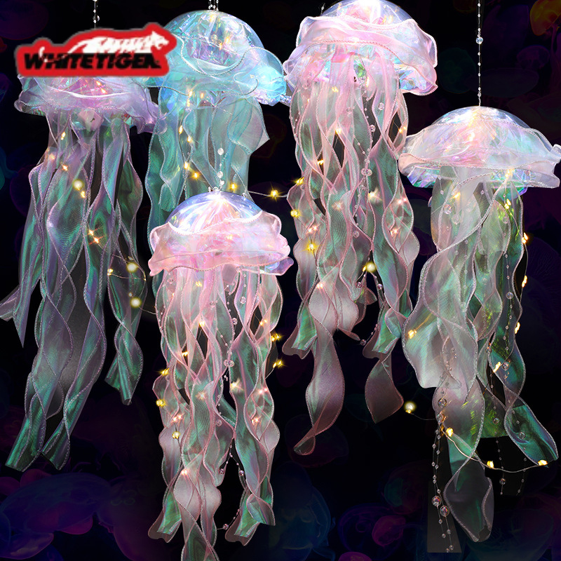 Đèn lồng trung thu cầm tay trong suốt phát sáng nhấp nháy, đèn lồng hình sứa biển, công chúa, hình động vật ngộ nghĩnh