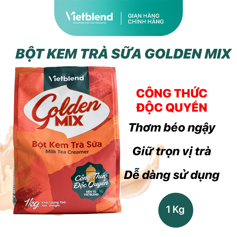  Bột Kem Béo Pha Trà Sữa VIETBLEND GOLDEN MIX Giữ Trọn Vị Trà Túi 1kg 